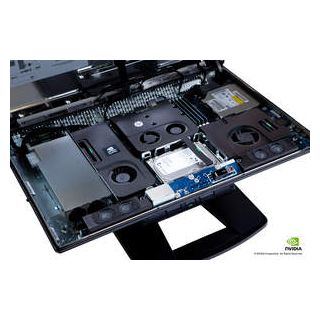 HP Z1-overhead view (w/hood open) of internal components tray (close-up)