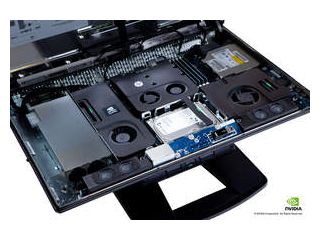 HP Z1-overhead view (w/hood open) of internal components tray (close-up)