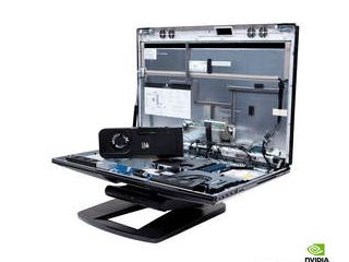 NVIDIA All-In-One discrete GPU sitting on internal components tray of the HP Z1