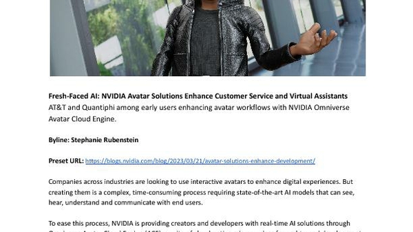 NVIDIA Omniverse ACE (Blog)
