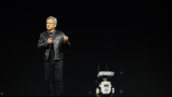 NVIDIA CEO Jensen Huang With a Jetson-Powered Robot