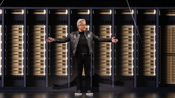 NVIDIA CEO Jensen Huang With NVIDIA Vera Rubin Racks