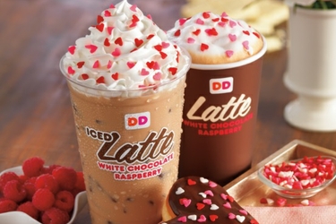 HEARTS SET ON VALENTINE’S DAY AT DUNKIN’ DONUTS WITH HEART-SHAPED DONUTS AND NEW WHITE CHOCOLATE RASPBERRY COFFEE AND LATTES 