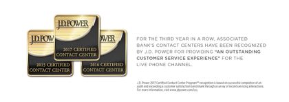 Associated Bank’s Contact Centers certified for third year by J.D. Power  