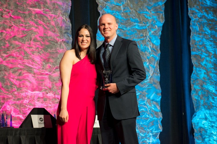 Ben Braun (right) accepting his award at the Future 15 awards ceremony