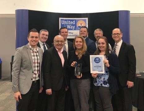 Associated Bank colleagues at the annual Recognition Luncheon. Pictured left to right: Jordan Hoerter, Andrew Shallow, Alfred Nakhla, Chad Otte, Heidi Rausch, Dustin Peterson, Denis Burgess, Carries Baumann and Dennis DeLoye.
