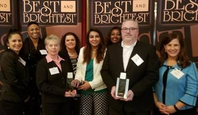 Associated Bank colleagues (pictured left to right) at the awards gala on March 8: Elizabeth Strike, Chandra Rodgers, Laurie Riedy Timmerman, Diana Michel, Ritika Singh, Kanini McDaniel-Cowans, John Weeks and Meghan Kaucic.