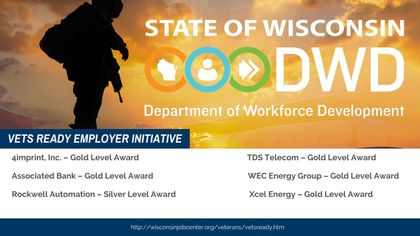 Associated Bank recognized with Vets Ready Initiative Award from the Department of Workforce Development