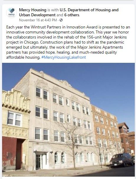  Associated Bank among honorees of the Mercy Housing Lakefront and Wintrust Financial Corporation annual Wintrust Partners in Innovation Award 