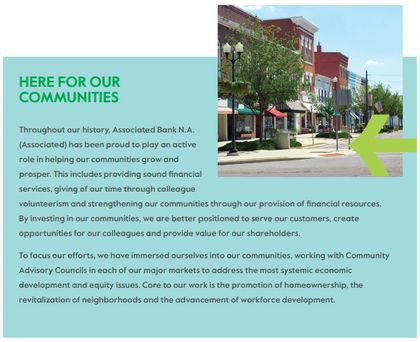 Associated Bank Announces Community Commitment of $3.37 Billion