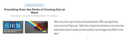 Prevailing Over the Perils of Coming Out at Work: How employers can advance LGBTQ inclusion in the workplace, with insight from Elizabeth Byers from Associated Bank