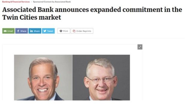 Minneapolis / Saint Paul Business Journal talks with Associated Bank leaders on expanded commitment in the Twin Cities 