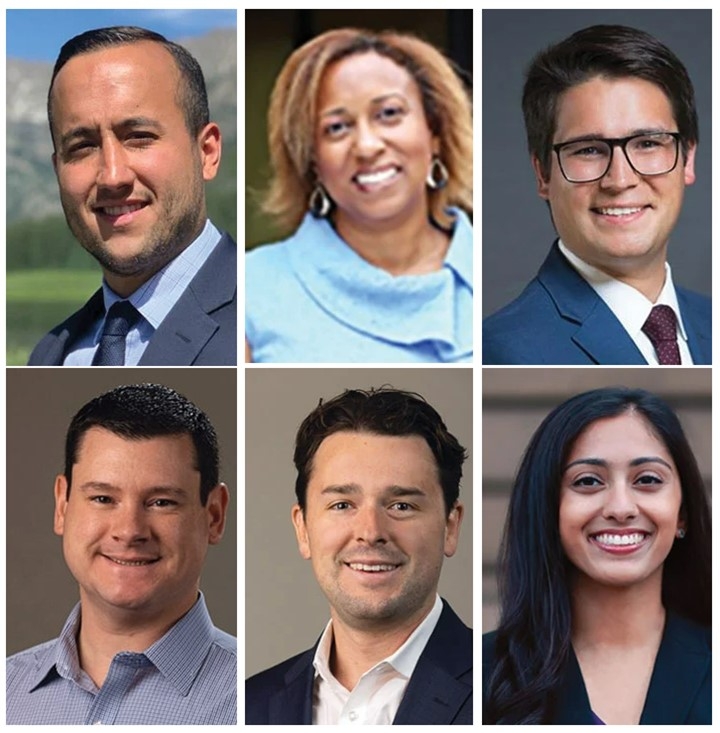 Phil Chen (from top left), Jamillah Pointer, Ian Ormseth, Tom Greene, John Schellinger and Aditi Shah