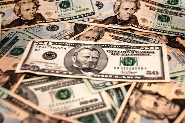 fifty and twenty dollar bills