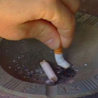 Extinguishing a cigarette.copyright American Heart Association