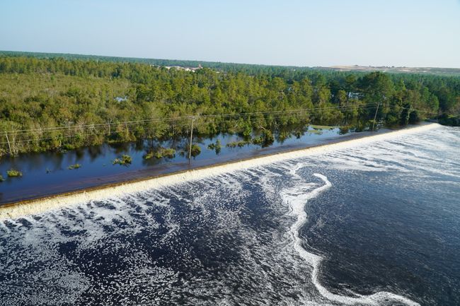 Flood Waters Overtopping Cooling Lake Dam image 2. Photo uploaded on Sept. 20, 2018.