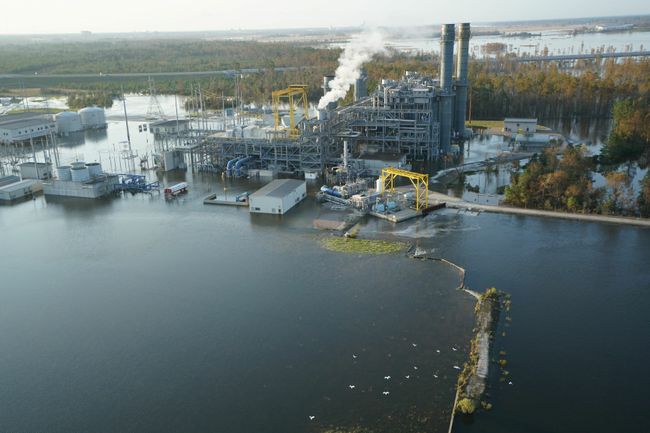 Overnight flooding reached the Sutton combined cycle plant, which was safely shut down. Photo uploaded on Sept. 21, 2018.