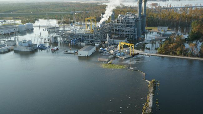 Overnight flooding reached the Sutton combined cycle plant, which was safely shut down. Photo uploaded on Sept. 21, 2018.
