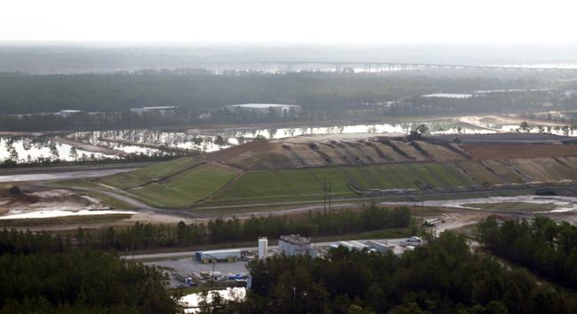 Repairs have begun at lined coal ash landfill under construction at the Sutton plant. Photo uploaded on Sept. 22, 2018.
