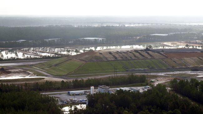 Repairs have begun at lined coal ash landfill under construction at the Sutton plant. Photo uploaded on Sept. 22, 2018.