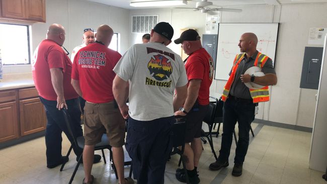 Duke Energy briefs first responders on repair plans. Photo uploaded on Sept. 23, 2018.