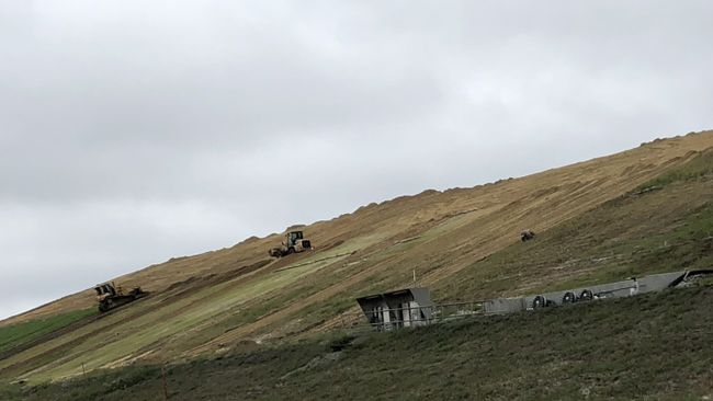 Repairs are progressing at the lined coal ash landfill under construction at the Sutton Plant. Photo uploaded Sept. 24, 2018. 