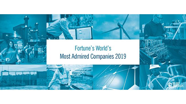 Duke Energy named one of Fortune’s "World’s Most Admired Companies" for second consecutive year 