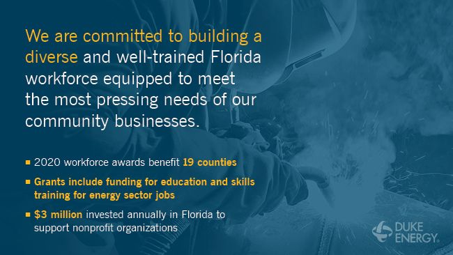 Duke Energy Florida awards $655,000 in workforce grants to help job seekers and students skill up for employment
