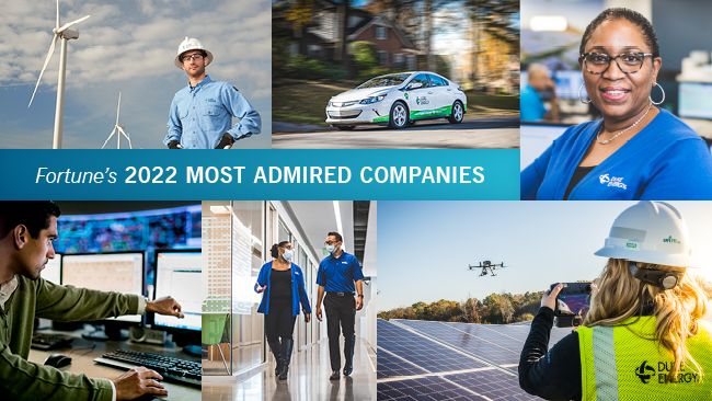 Duke Energy named one of Fortune's 'World's Most Admired Companies' for fifth consecutive year 
