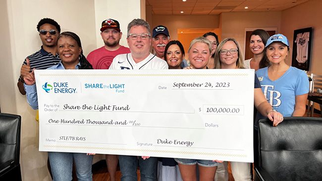 Duke Energy, Tampa Bay Rays collab raises $100,000 to help Florida customers pay their energy bills