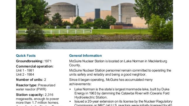 McGuire Nuclear Plant Fact Sheet