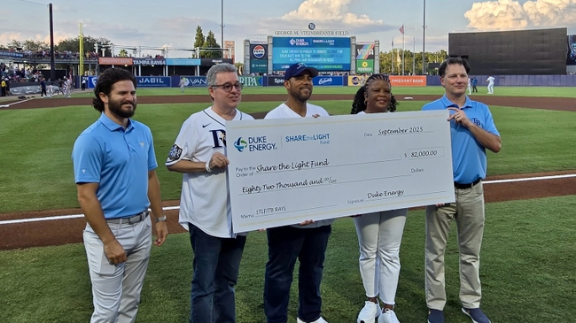 A home run partnership: Duke Energy Foundation, Tampa Bay Rays donate $82,000 to help Florida customers pay energy bills