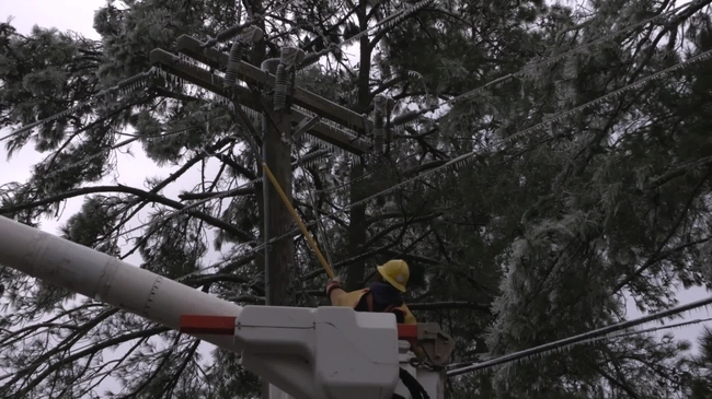 B-roll - Winter storm power restoration