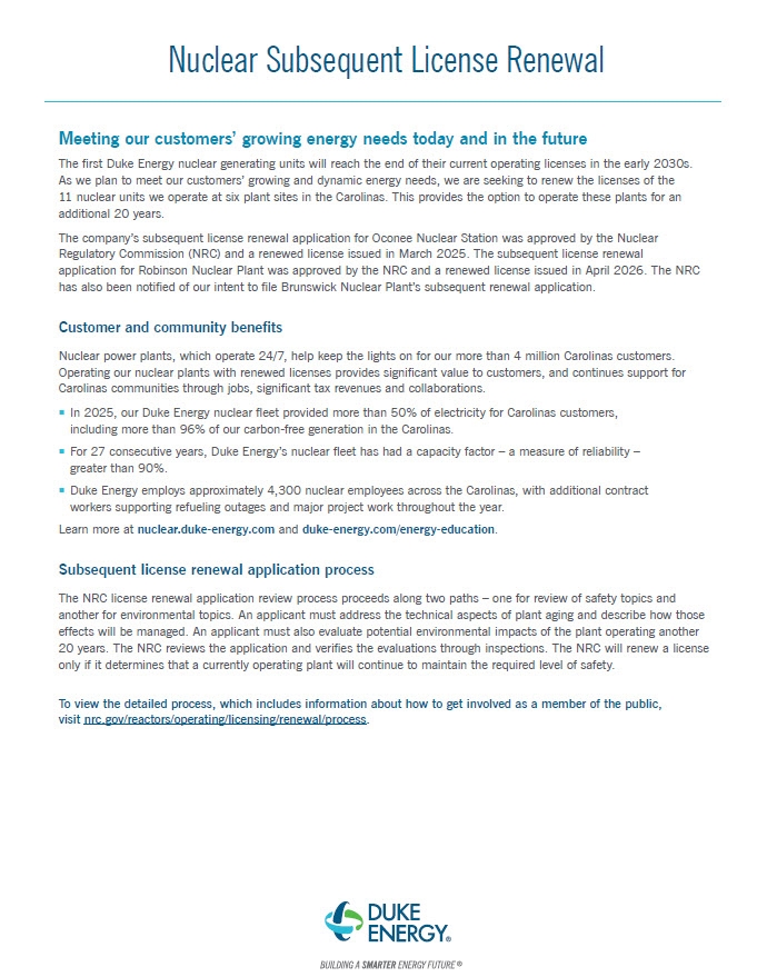 Nuclear Subsequent License Renewal Fact Sheet