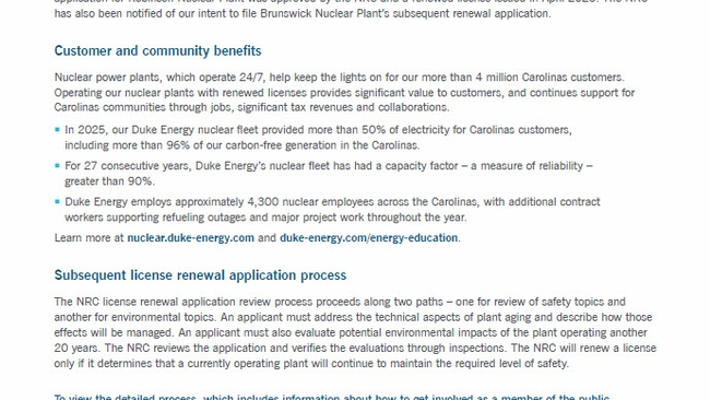 Nuclear Subsequent License Renewal Fact Sheet