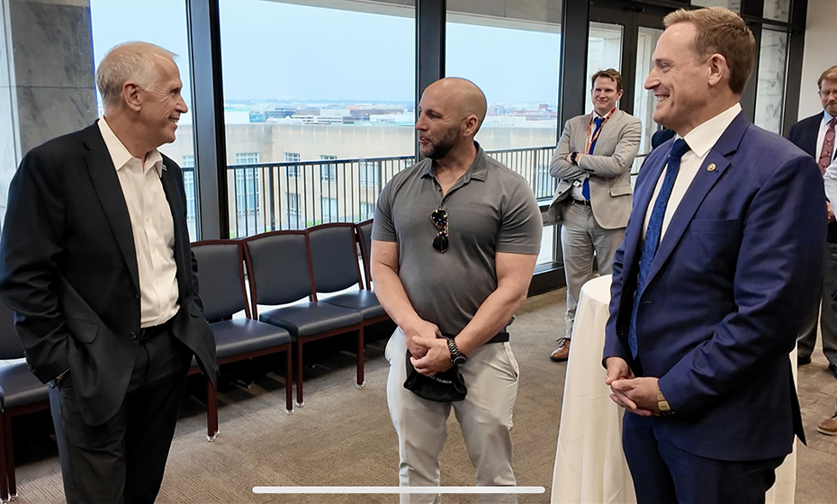 U.S. Sen. Thom Tillis praised lineworker Matt Martinka for his role getting the VA hospital restored