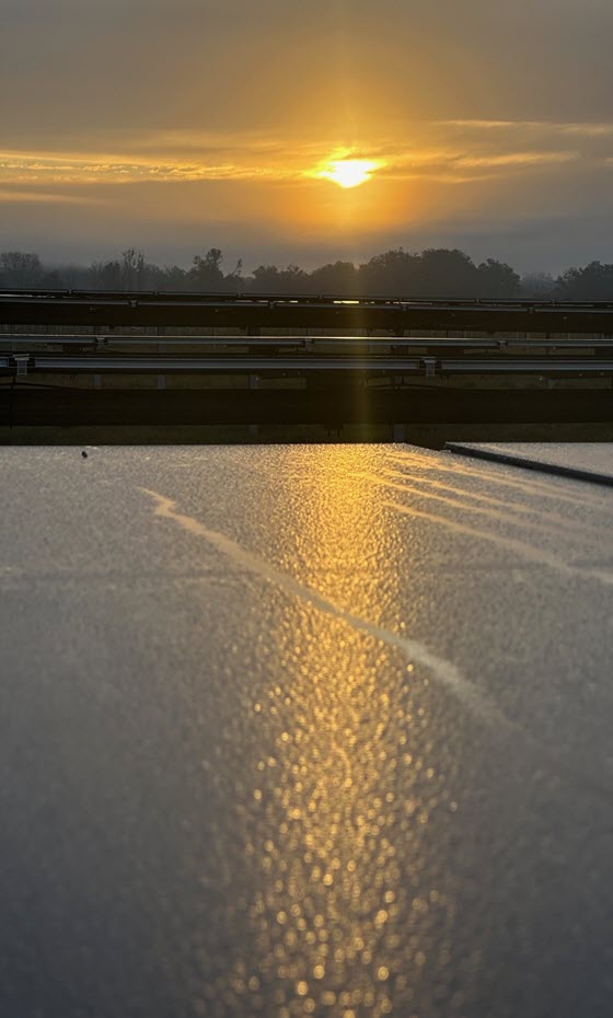 A sunset image of Duke Energy's solar site in Falmouth, Fla., part of the Clean Energy Connector program. 