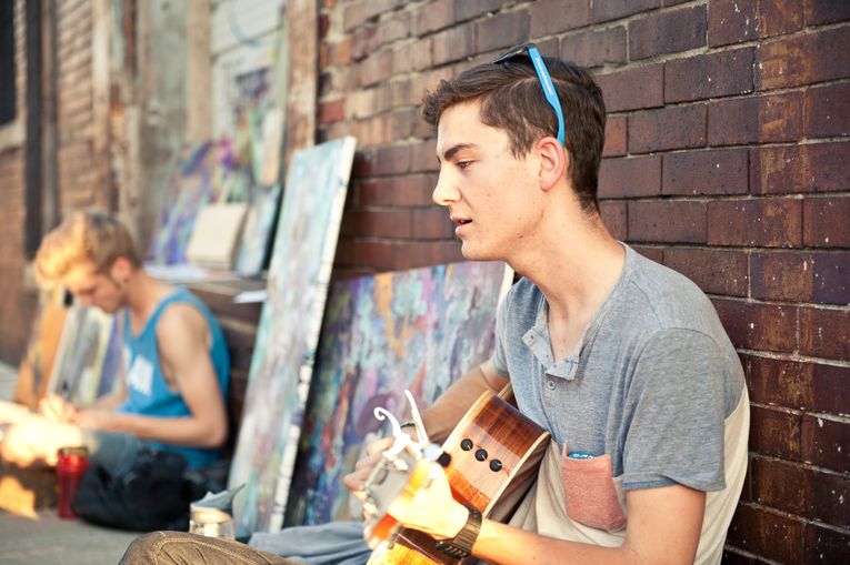 First Friday Street Musician - Crossroads Arts District