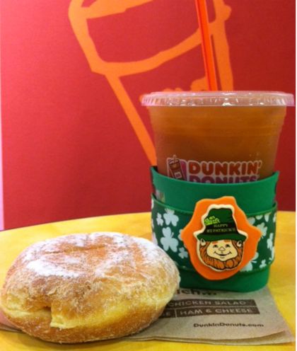 Keep your DD Iced Coffee Cozy with a St. Paddy's Day Koozie!
