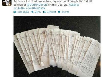 Dunkin’ Fans Perform #26Acts of Kindness in Honor of Newtown Dunkin’ Fans Perform #26Acts of Kindness in Honor of Newtown