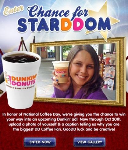 In honor of National Coffee Day, Dunkin’ Donuts Launches the Chance for StarDDom Contest