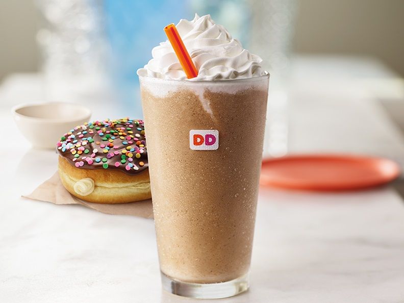 Vanilla Cake Batter and Frozen Dunkin' Coffee