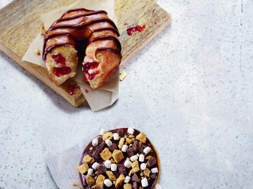 Chocolate Drizzled Strawberry Croissant Donut & S'mores Donut