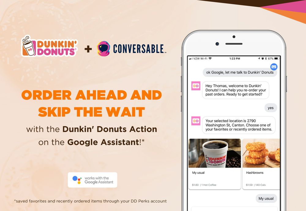Dunkin’ Donuts Integrates On-the-Go Mobile Ordering With the Google Assistant