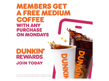 ‘Tis the season…Free Coffee Mondays for Dunkin’ Rewards Members!