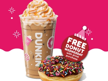 Dunkin' Free Donut Wednesdays Dunkin' Free Donut Wednesdays