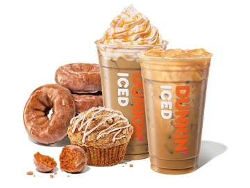 Dunkin' Pumpkin Spice Signature Iced Latte Almond Spice Iced Coffee  Pumpkin Bakery Lineup