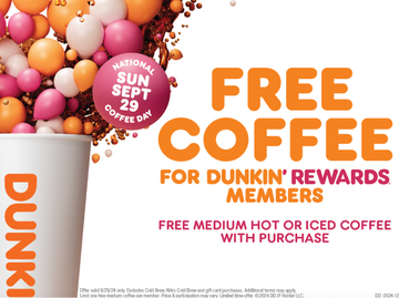 National Coffee Day Dunkin' Rewards