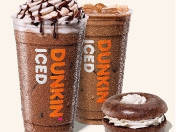 Dunkin' Lava Cake Signature Latte, Lava Cake Coffee and Whoopie Pie Specialty Donut Dunkin' Lava Cake Signature Latte, Lava Cake Coffee and Whoopie Pie Specialty Donut