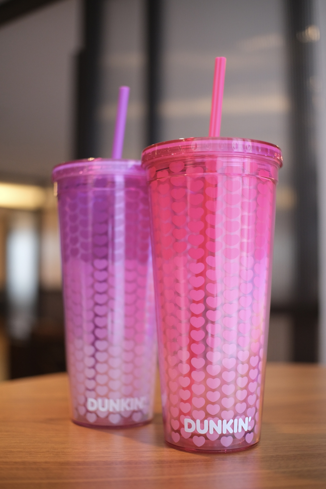 Dunkin’ Pink and Purple Heart Ombre Tumblers